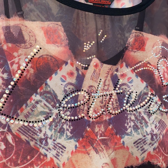 3/$30 Vintage Simon Chang Rhinestone Top - Picture 10 of 10